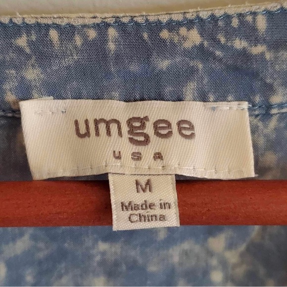 UMGEE Blue Long Sleeve Acid Wash Tunic Top Oversized Size Medium - Picture 6 of 6